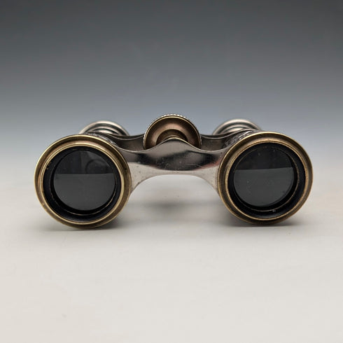 Circa 1900 Antique Silver Plate Hunting Decoration Opera Glasses Binoculars